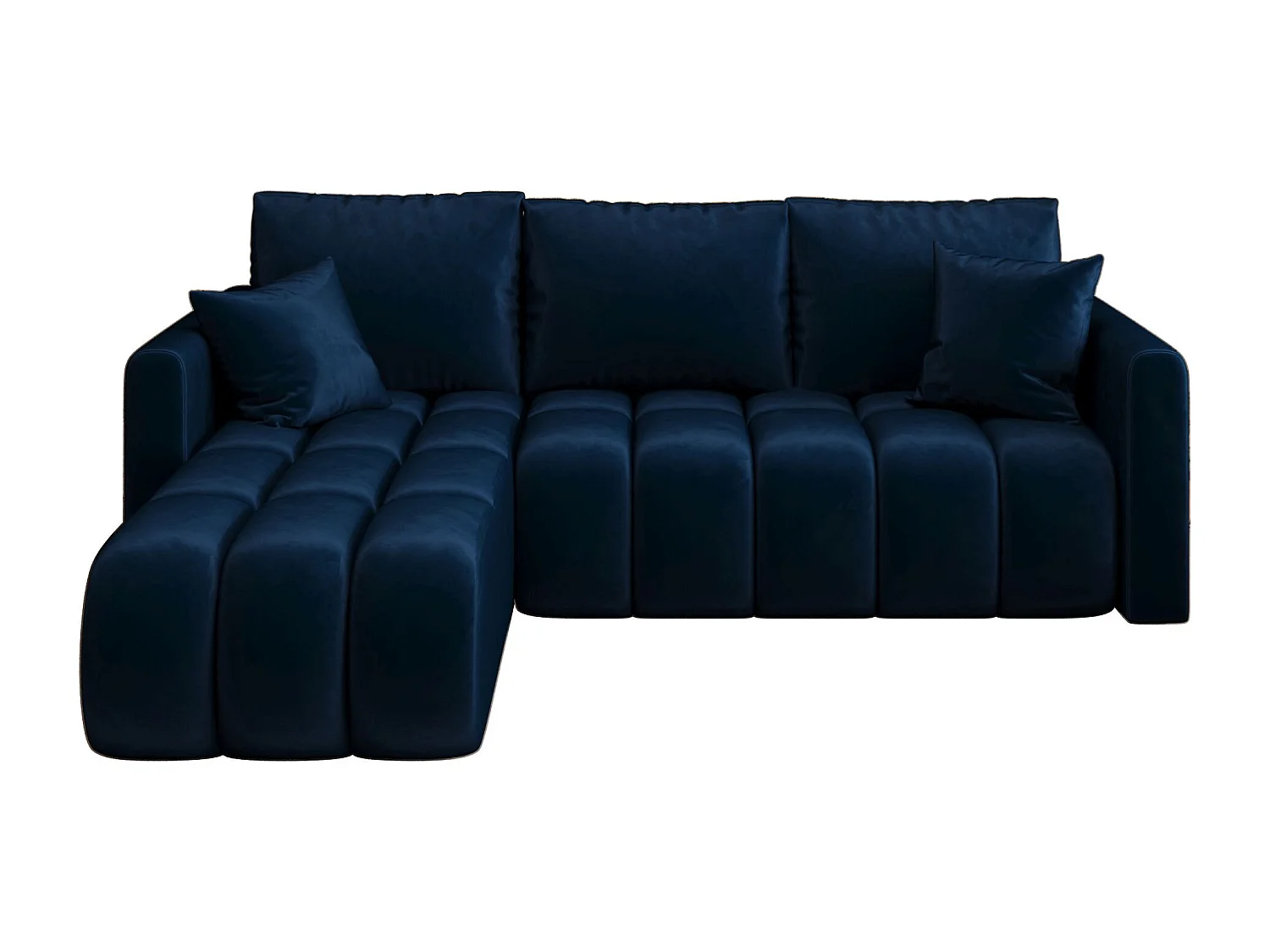 Hoekbank GARDA links donkerblauw velours Monolith 77 - slaapfunctie, bedkist