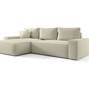 Hoekbank CALIFORNIA links beige Bukle Quelle 3 – slaapfunctie, bedkist Hoekbank CALIFORNIA links beige Bukle Quelle 3 – slaapfunctie, bedkist