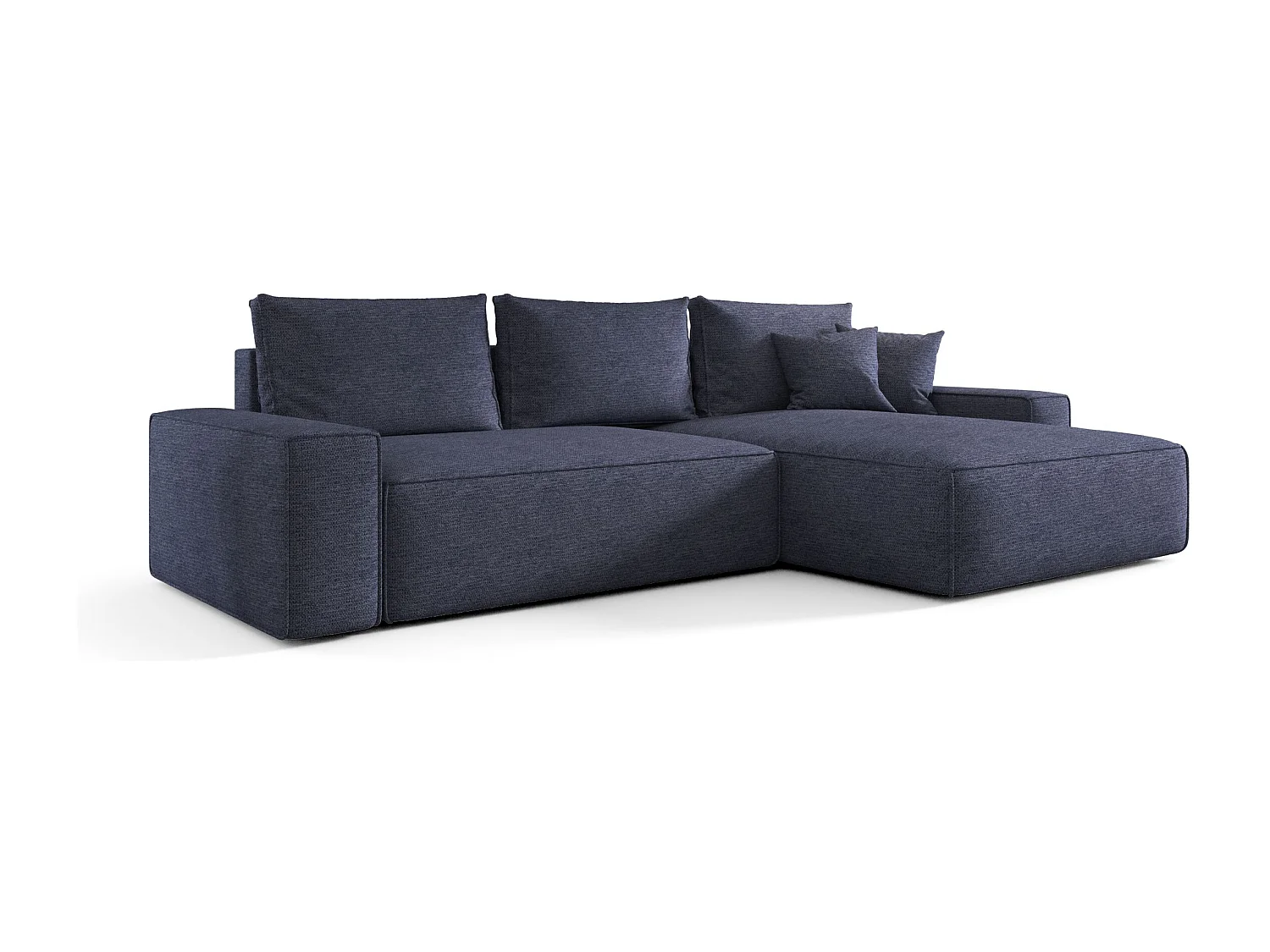 Hoekbank CALIFORNIA rechts blauw gebreid Aragon 74 - slaapfunctie, bedkist