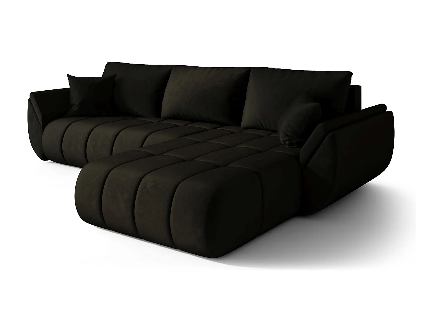 Hoekbank SYDNEY PREMIUM rechts grafiet velours Monolith 95 - slaapfunctie, bedkist