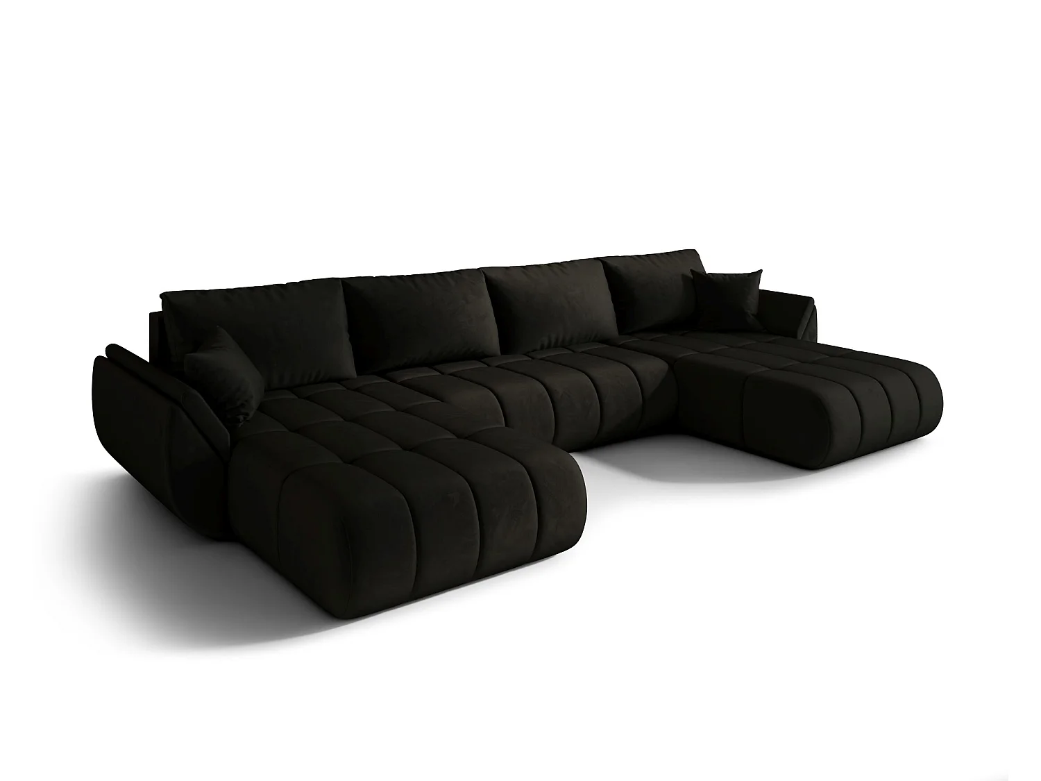 Hoekbank SYDNEY PREMIUM U-vorm grafiet velours Monolith 95 - slaapfunctie, bedkist