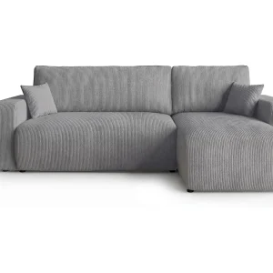 Hoekbank PARIS rechts donkergrijs ribfluweel Poso 60 – slaapfunctie, bedkist Hoekbank PARIS rechts donkergrijs ribfluweel Poso 60 – slaapfunctie, bedkist