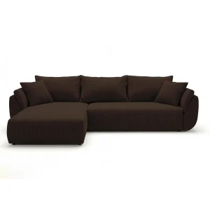 Hoekbank SYDNEY links bruin ribfluweel Poso 6 – slaapfunctie, bedkist Hoekbank SYDNEY links bruin ribfluweel Poso 6 – slaapfunctie, bedkist
