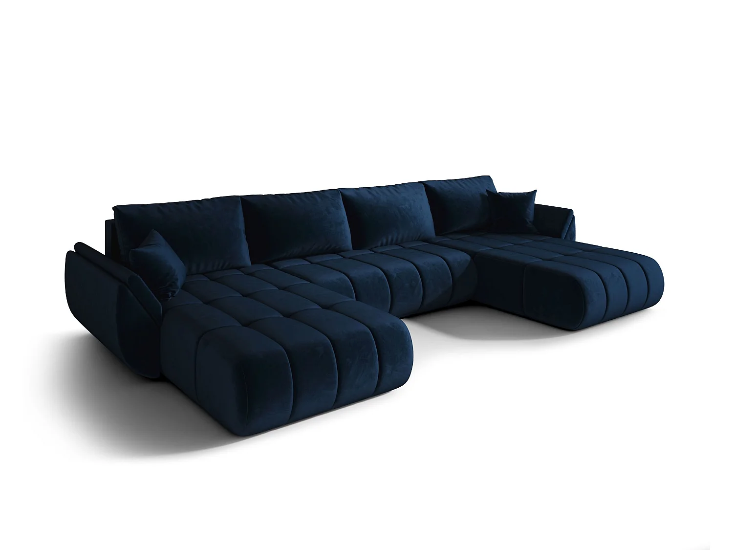 Hoekbank SYDNEY PREMIUM U-vorm donkerblauw velours Monolith 77 - slaapfunctie, bedkist