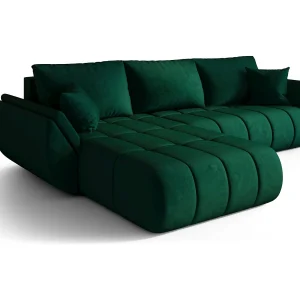 Hoekbank SYDNEY PREMIUM links groen velours Monolith 37 – slaapfunctie, bedkist Hoekbank SYDNEY PREMIUM links groen velours Monolith 37 – slaapfunctie, bedkist
