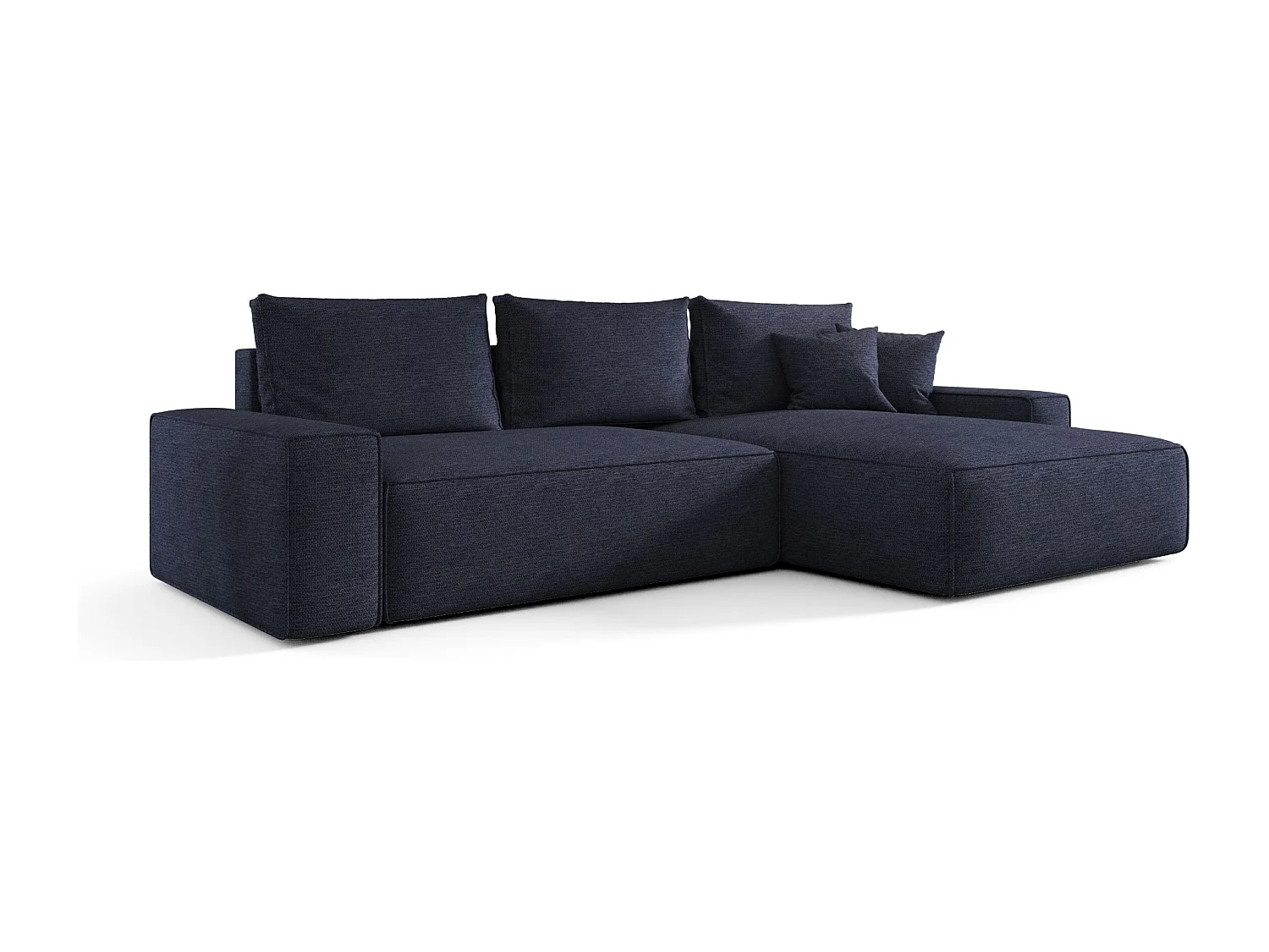 Hoekbank CALIFORNIA rechts donkerblauw gebreid Aragon 79 - slaapfunctie, bedkist
