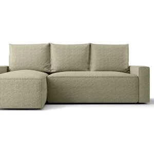 Hoekbank HAVANA links donkerbeige Bukle Quelle 6 – slaapfunctie, bedkist