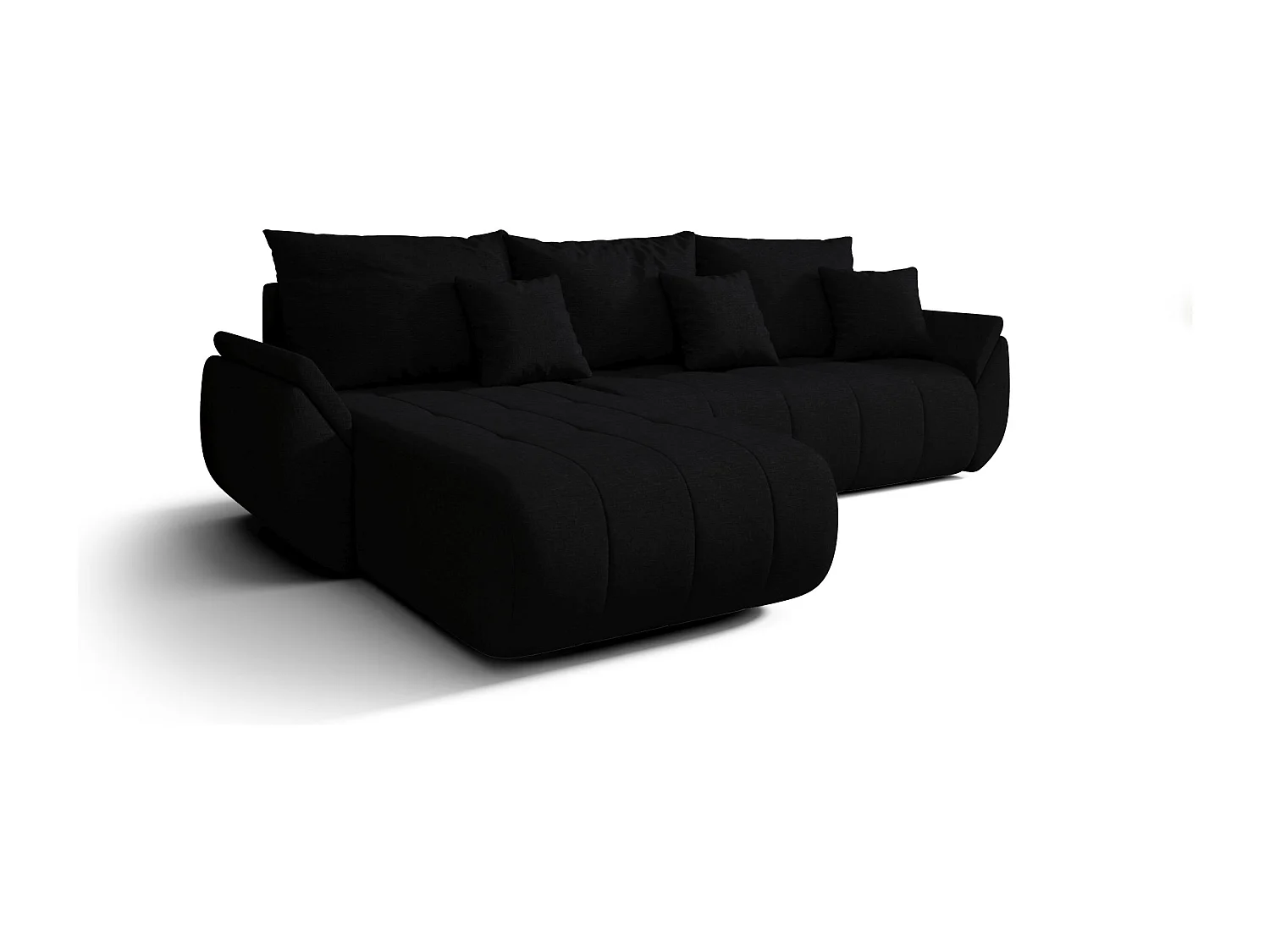Hoekbank SYDNEY links zwart gebreid Wind 99 - slaapfunctie, bedkist