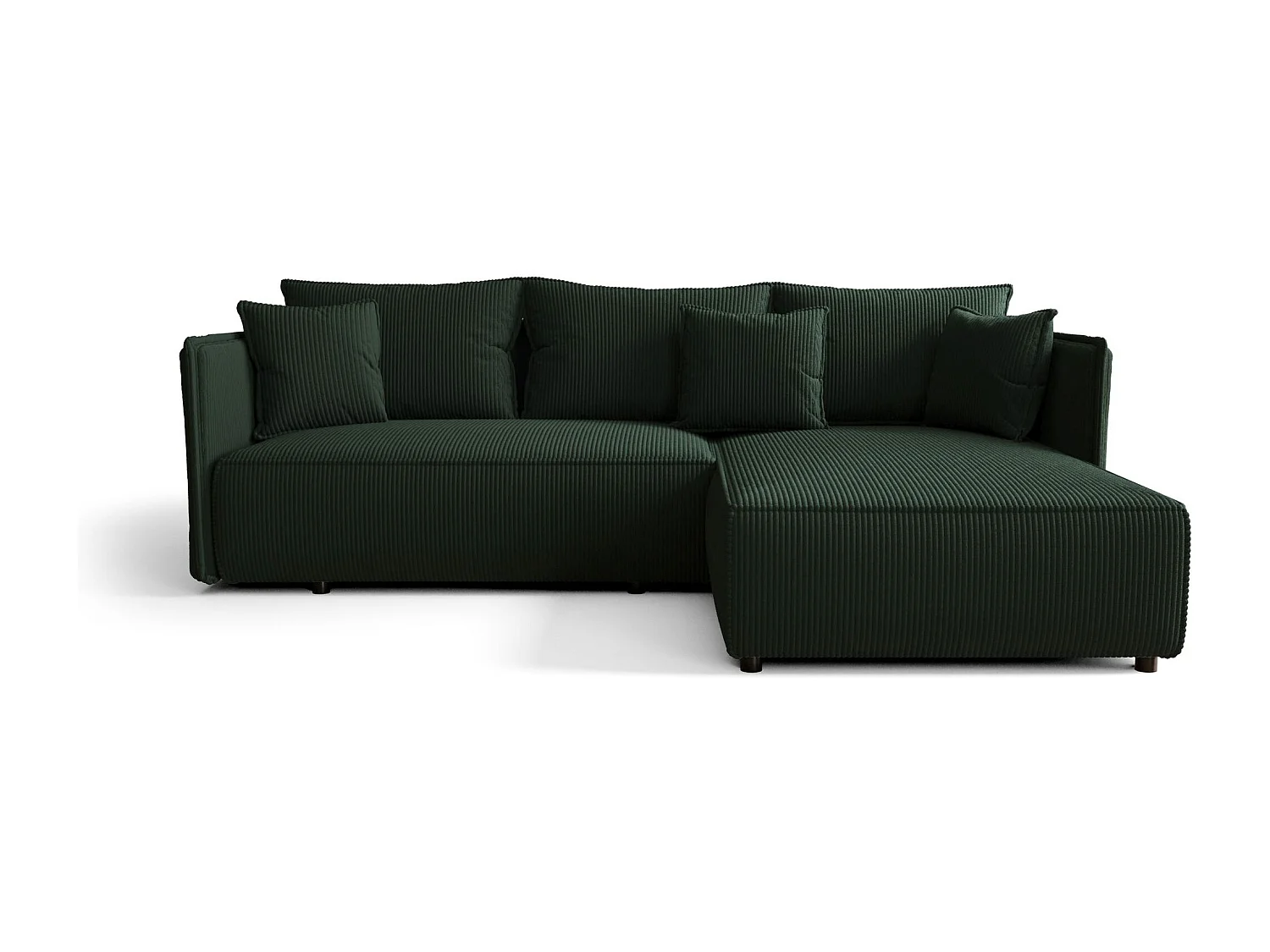 Hoekbank MILANO rechts groen ribfluweel Poso 14 - slaapfunctie, bedkist
