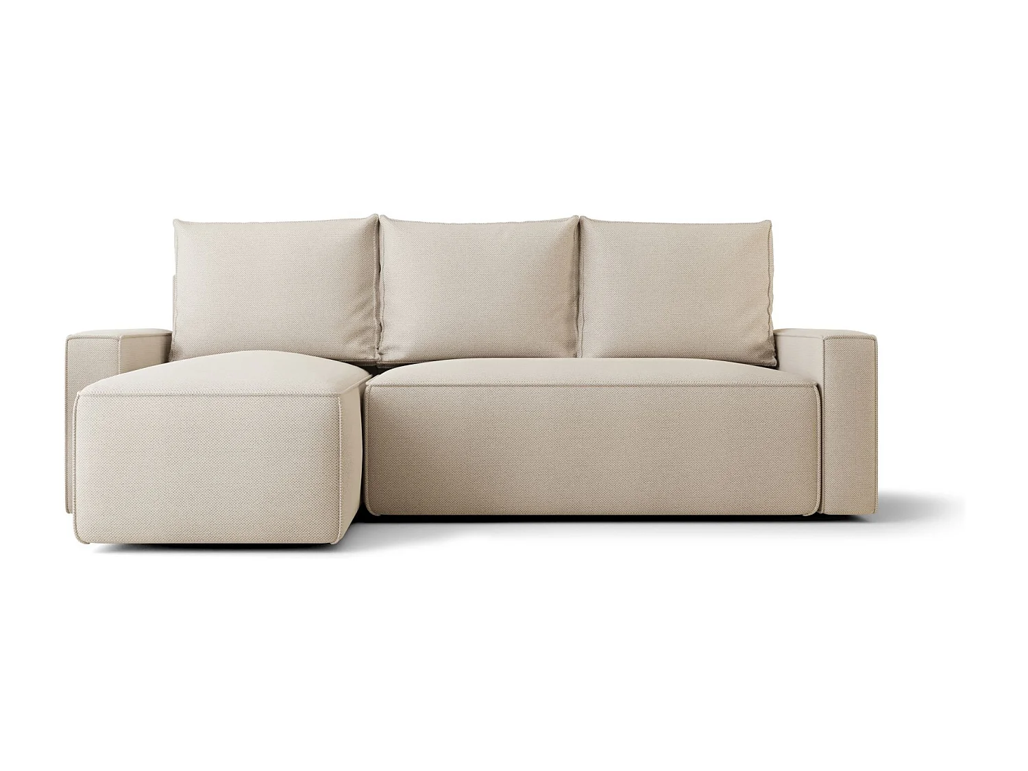 Hoekbank HAVANA links beige gebreid Curio 9 - slaapfunctie, bedkist