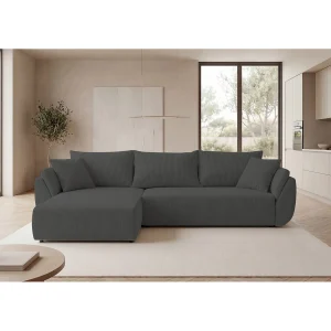 Hoekbank SYDNEY links donkergrijs ribfluweel Poso 60 – slaapfunctie, bedkist Hoekbank SYDNEY links donkergrijs ribfluweel Poso 60 – slaapfunctie, bedkist