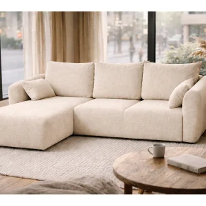 Hoekbank Santi met slaapfunctie en opbergruimte – 255×165 cm – modern, uitschuifbaar, comfortabel voor de woonkamer Hoekbank Santi met slaapfunctie en opbergruimte – 255×165 cm – modern, uitschuifbaar, comfortabel voor de woonkamer