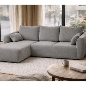 Hoekbank Santi met slaapfunctie en opbergruimte – 255×165 cm – modern, uitschuifbaar, comfortabel voor de woonkamer Hoekbank Santi met slaapfunctie en opbergruimte – 255×165 cm – modern, uitschuifbaar, comfortabel voor de woonkamer