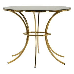 Gouden en zwarte metalen en glazen eettafel (Ø 100×80 cm) Gouden en zwarte metalen en glazen eettafel (Ø 100×80 cm)