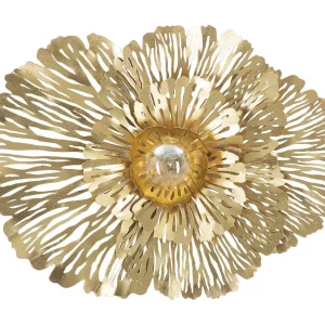 Gouden metalen bloemenapplicatie 56,5x12x42,5 cm