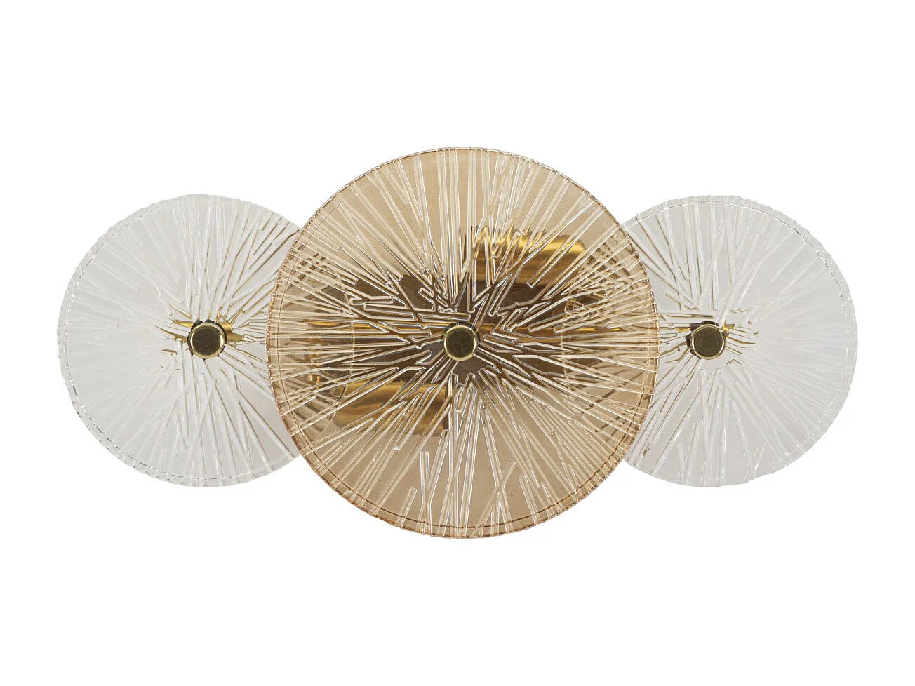 Goudkleurige metalen en glazen wandlamp (42 x 8 x 20 cm)