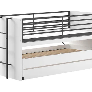 Halfhoogslaper 90×200 wit Vipack Sam met lattenbodem en lades, inclusief logeerbed Halfhoogslaper 90×200 wit Vipack Sam met lattenbodem en lades, inclusief logeerbed