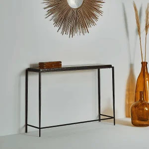 Grote console van gerookt glas en zwart metaal L110 cm – IGLOO Grote console van gerookt glas en zwart metaal L110 cm – IGLOO