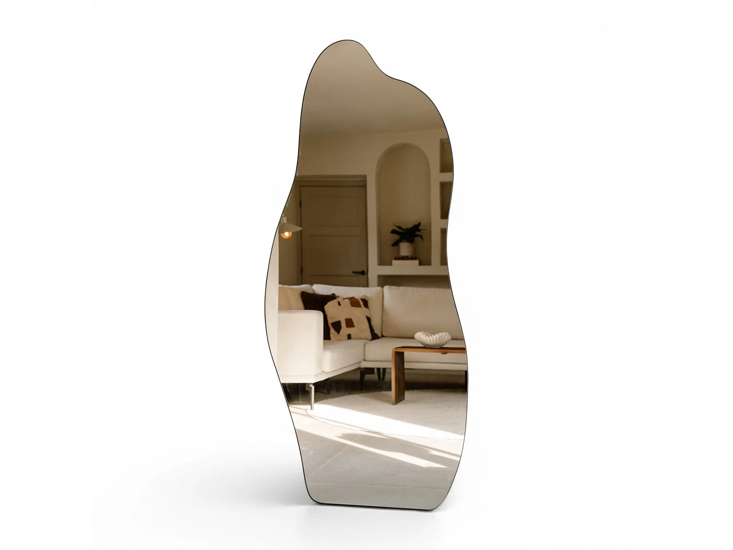 Grote organische spiegel 180 × 80 cm - zwart - organische wandspiegel - Indore Home