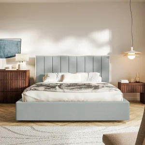 Gestoffeerd bed 160×200 – velours – saliegroen – TOGENTS Gestoffeerd bed 160×200 – velours – saliegroen – TOGENTS
