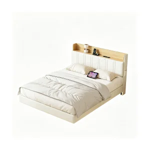 Gestoffeerd tweepersoonsbed 140x200cm – Zwevend bedframe met ledverlichting en USB-poort – Tweepersoonsbed met opbergruimte – Tweepersoonsbed – Wit Gestoffeerd tweepersoonsbed 140x200cm – Zwevend bedframe met ledverlichting en USB-poort – Tweepersoonsbed met opbergruimte – Tweepersoonsbed – Wit