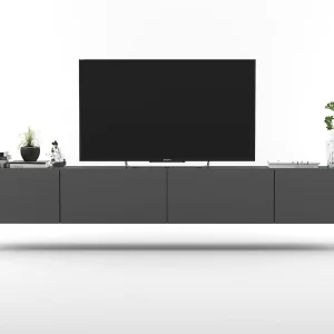 Hangend tv-meubel met 4 deuren – kast Grafiet mat, fronten Grafiet mat – 240 cm Hangend tv-meubel met 4 deuren – kast Grafiet mat, fronten Grafiet mat – 240 cm