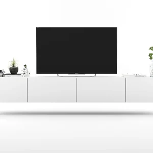 Hangend tv-meubel met 4 deuren – Romp mat wit, fronten mat wit – 240 cm Hangend tv-meubel met 4 deuren – Romp mat wit, fronten mat wit – 240 cm