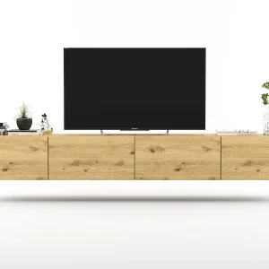 Hangend TV-meubel met 4 deuren – romp artisan eiken mat, fronten artisan eiken mat – 240 cm Hangend TV-meubel met 4 deuren – romp artisan eiken mat, fronten artisan eiken mat – 240 cm
