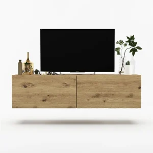 Hangend tv-meubel met 2 deuren – Mat artisan eiken korpus, mat artisan eiken fronten – 120 cm Hangend tv-meubel met 2 deuren – Mat artisan eiken korpus, mat artisan eiken fronten – 120 cm
