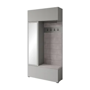 Halmeubel met spiegel en gestoffeerde zitplaats grijs palladium Halmeubel met spiegel en gestoffeerde zitplaats grijs palladium