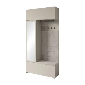 Halmeubel met spiegel en gestoffeerde zitplaats kasjmierbeige Halmeubel met spiegel en gestoffeerde zitplaats kasjmierbeige