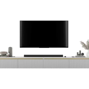 Hangend TV-meubel met 4 deuren – Romp Wit mat, geribbelde fronten Wit mat – 280 cm Hangend TV-meubel met 4 deuren – Romp Wit mat, geribbelde fronten Wit mat – 280 cm