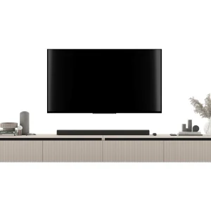 Hangend TV-meubel met 4 deuren – Behuizing Kasjmier mat, geribbelde fronten Kasjmier mat – 280 cm Hangend TV-meubel met 4 deuren – Behuizing Kasjmier mat, geribbelde fronten Kasjmier mat – 280 cm