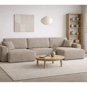Hoekbank met slaapfunctie en opbergruimte U-vorm Ariel U XL, chenille stof Artico, Beige Hoekbank met slaapfunctie en opbergruimte U-vorm Ariel U XL, chenille stof Artico, Beige