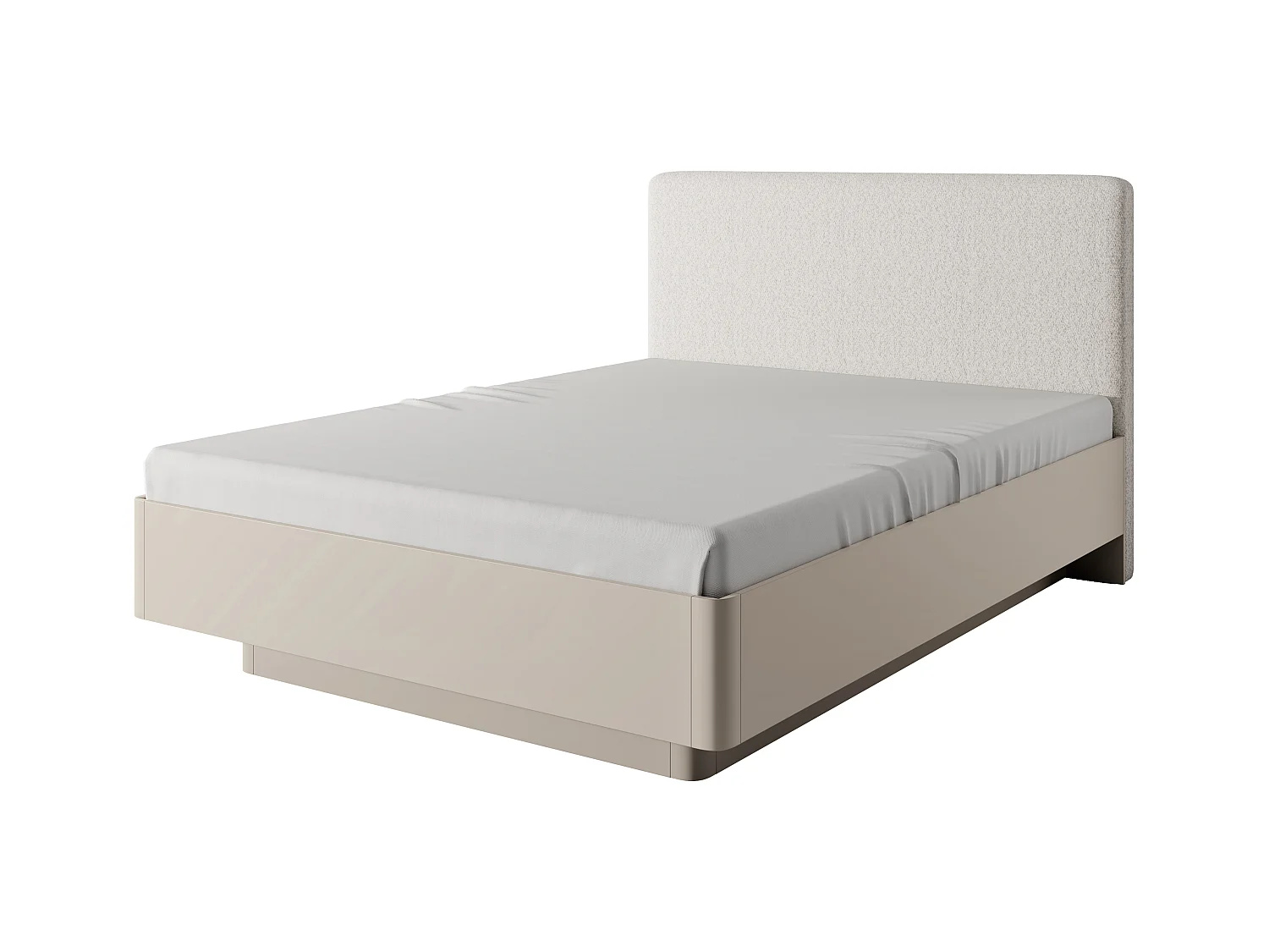 Gestoffeerd bed, 214 x 156,5 x 102,5 cm, alleen het frame, matras niet inbegrepen.