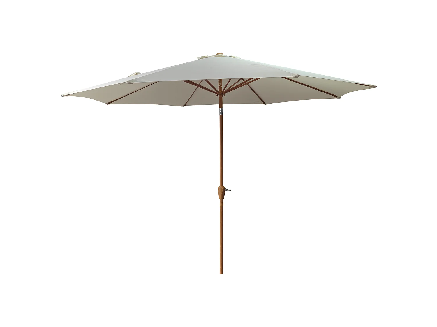 HAPUNA rechte ronde parasol 3,30m diameter beige en houteffect