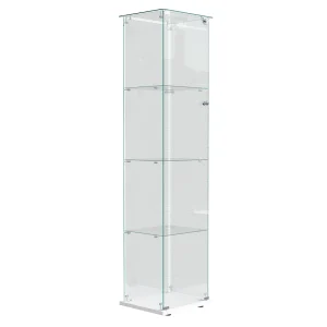 Glazen vitrinekast met 4 planken en ledverlichting – 163 x 39 x 35 cm – Smalle vitrinekast – wit Glazen vitrinekast met 4 planken en ledverlichting – 163 x 39 x 35 cm – Smalle vitrinekast – wit