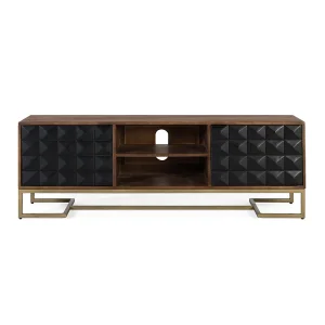 Hoofd-tv-meubel in manguierhout met gouden poten 150 cm Hoofd-tv-meubel in manguierhout met gouden poten 150 cm