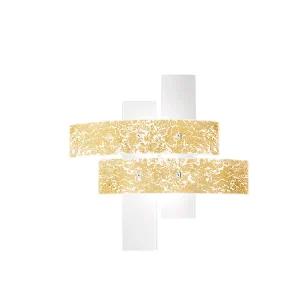Grand plafonnier Lara verre blanc, détails or, 91x91cm, 4xE27 max 52W, style moderne, ampoules non incluses, IP20 Grand plafonnier Lara verre blanc, détails or, 91x91cm, 4xE27 max 52W, style moderne, ampoules non incluses, IP20