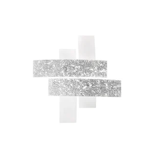 Grand plafonnier Lara verre blanc, détails argent, 91x91cm, 4xE27 max 52W, style moderne, ampoules non incluses, IP20 Grand plafonnier Lara verre blanc, détails argent, 91x91cm, 4xE27 max 52W, style moderne, ampoules non incluses, IP20
