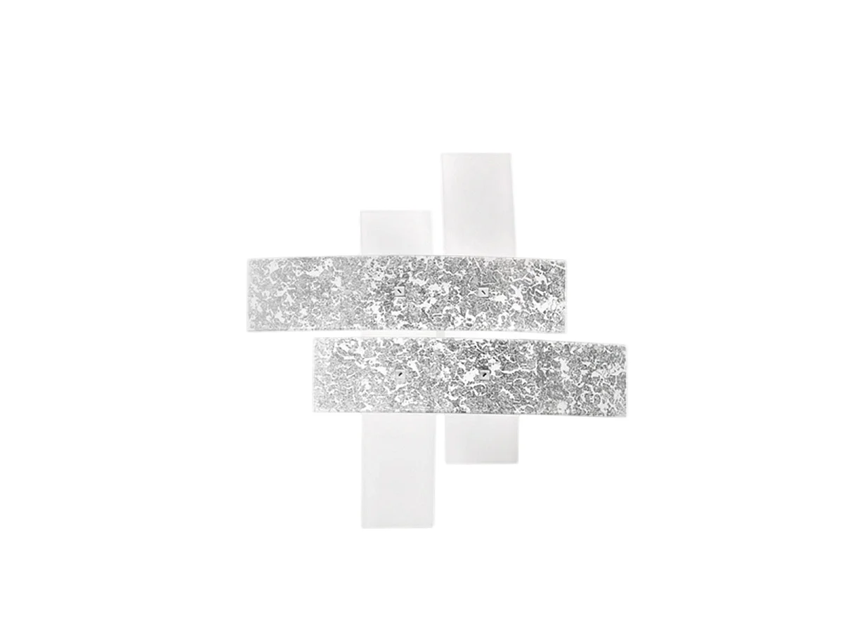 Grand plafonnier Lara verre blanc, détails argent, 91x91cm, 4xE27 max 52W, style moderne, ampoules non incluses, IP20