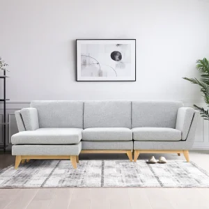 Hoekbank met omkeerbare chaise longue voor 4 personen in lichtgrijze stof Norden – Comfortabel en elegant