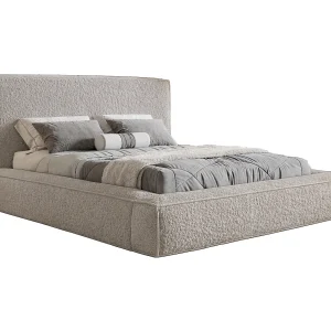Gestoffeerd bed 160×200 Karano – bouclé, bed met opbergruimte, lattenbodem, Lichtgrijs (Catch Me 24)