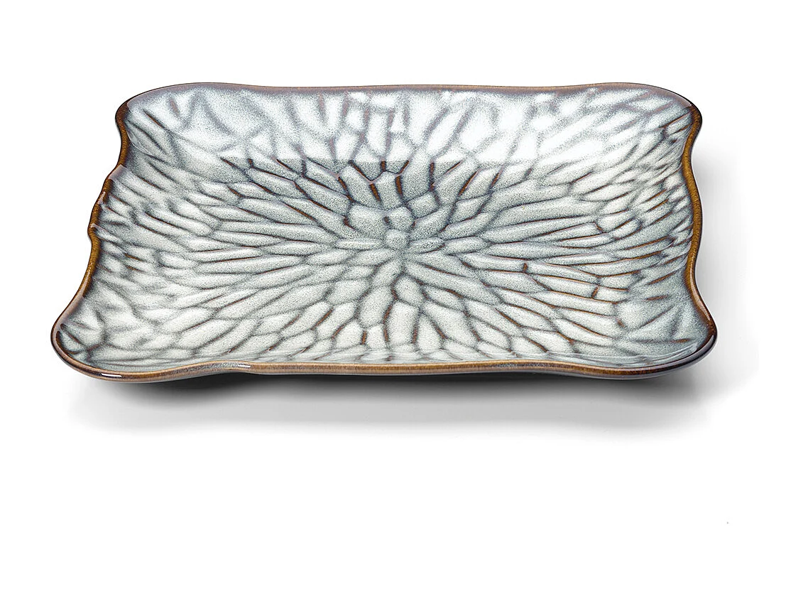 Het Lotus Ice Vierkante Bord - Grijsbruin - XL