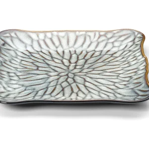 Het Lotus Ice Vierkante Bord – Grijsbruin – L