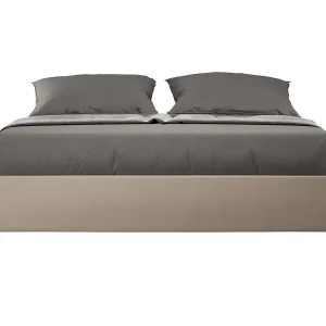 Gestoffeerd bed 160×190 met lattenbodem kunstleer taupe Azelia