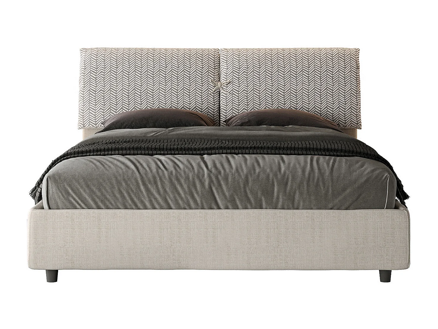 Gestoffeerd bed 160x190 met lattenbodem stof Aragona 1 wit Mados