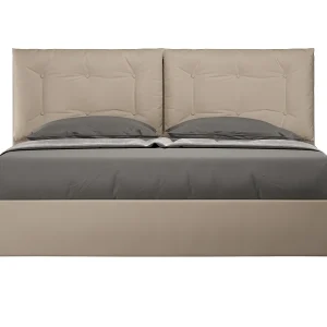 Gestoffeerd bed 160×200 met lattenbodem kunstleer taupe Annalisa