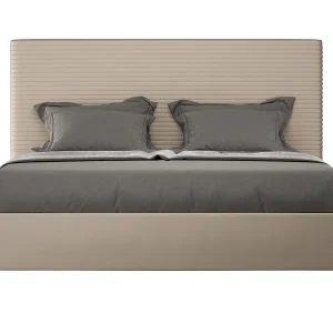 Gestoffeerd bed 160×200 met opbergruimte kunstleer taupe Focus