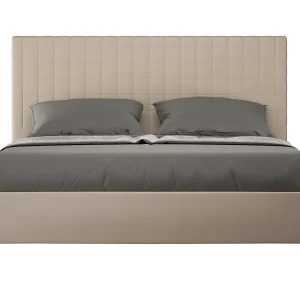 Gestoffeerd bed 160×200 met opbergruimte kunstleer taupe Sunny